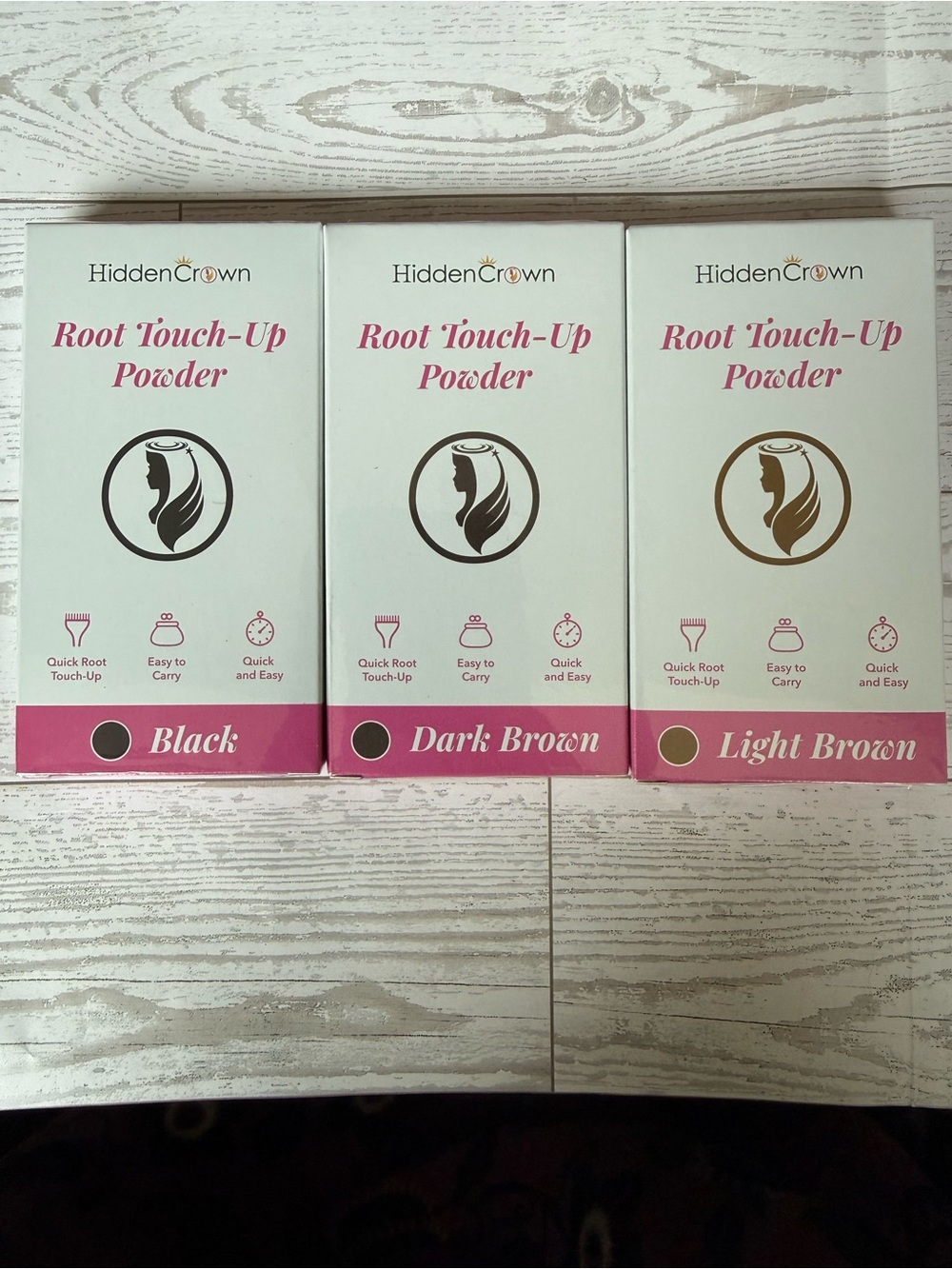Hidden Crown Root Touch-Up Powder — Black, Dark Brown & Light Brown (3-Pack)